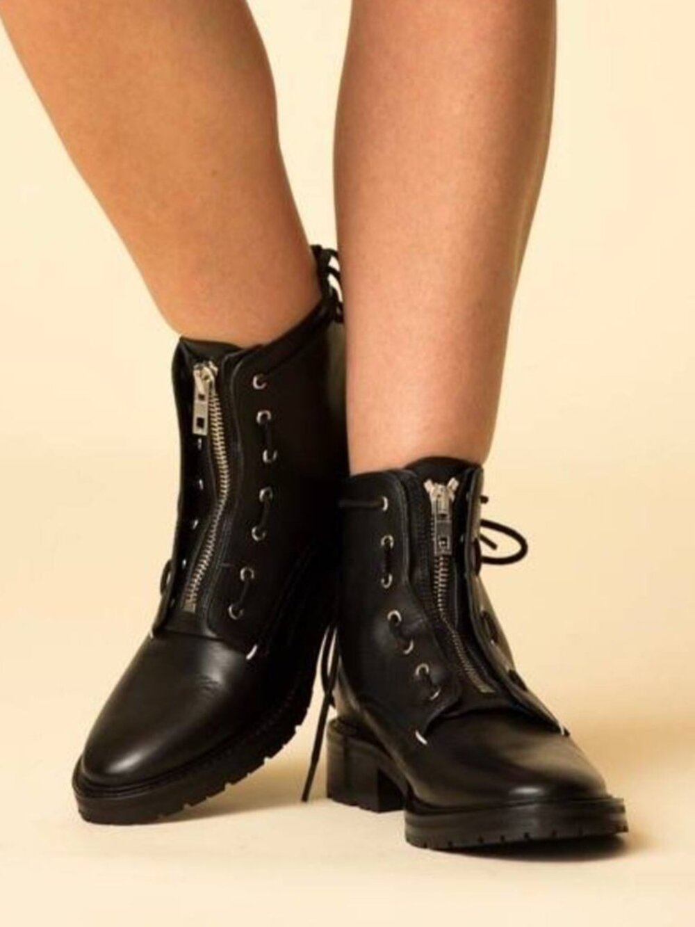 Rag & Bone Cannon Black Leather Combat Boots Size 7.5